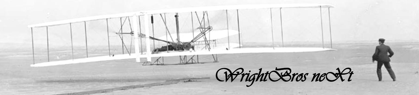 WrightBros neXt logo - image of a plane with a person on the right